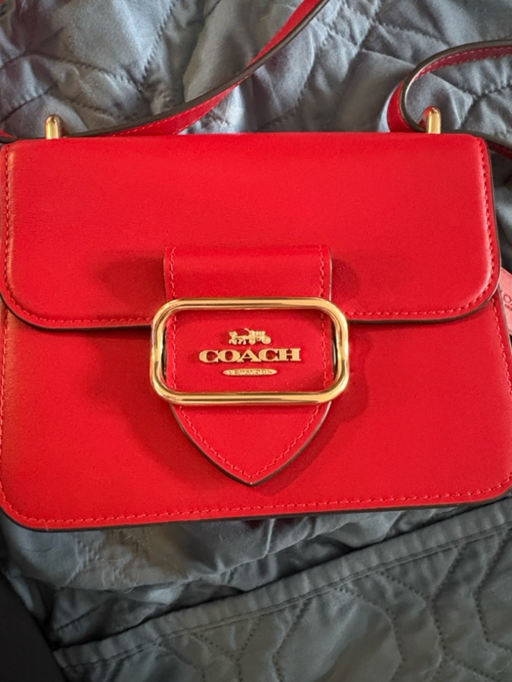 Coach Morgan Square Crossbody Electric Red Refined Calf Leather Gold Hardware